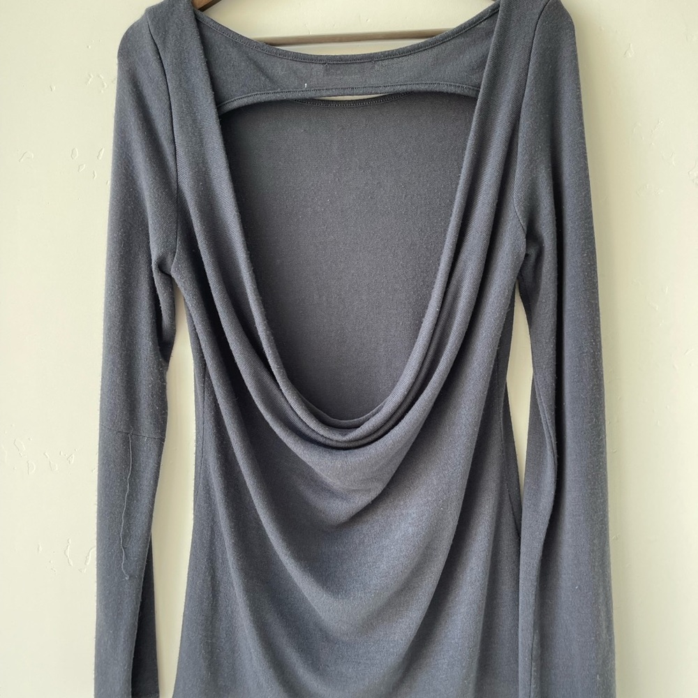Misope Open-back Heather Blue Blouse Size Large